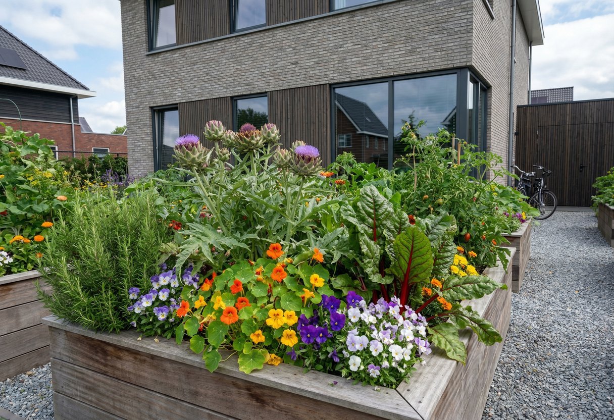 bloeiende eetbare tuin traditionele moestuin