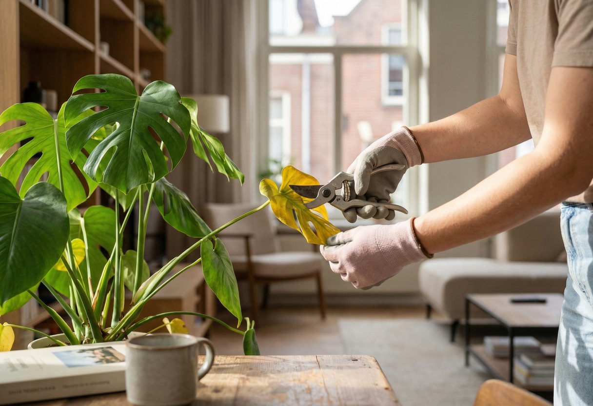 Monstera bladeren lente handeling